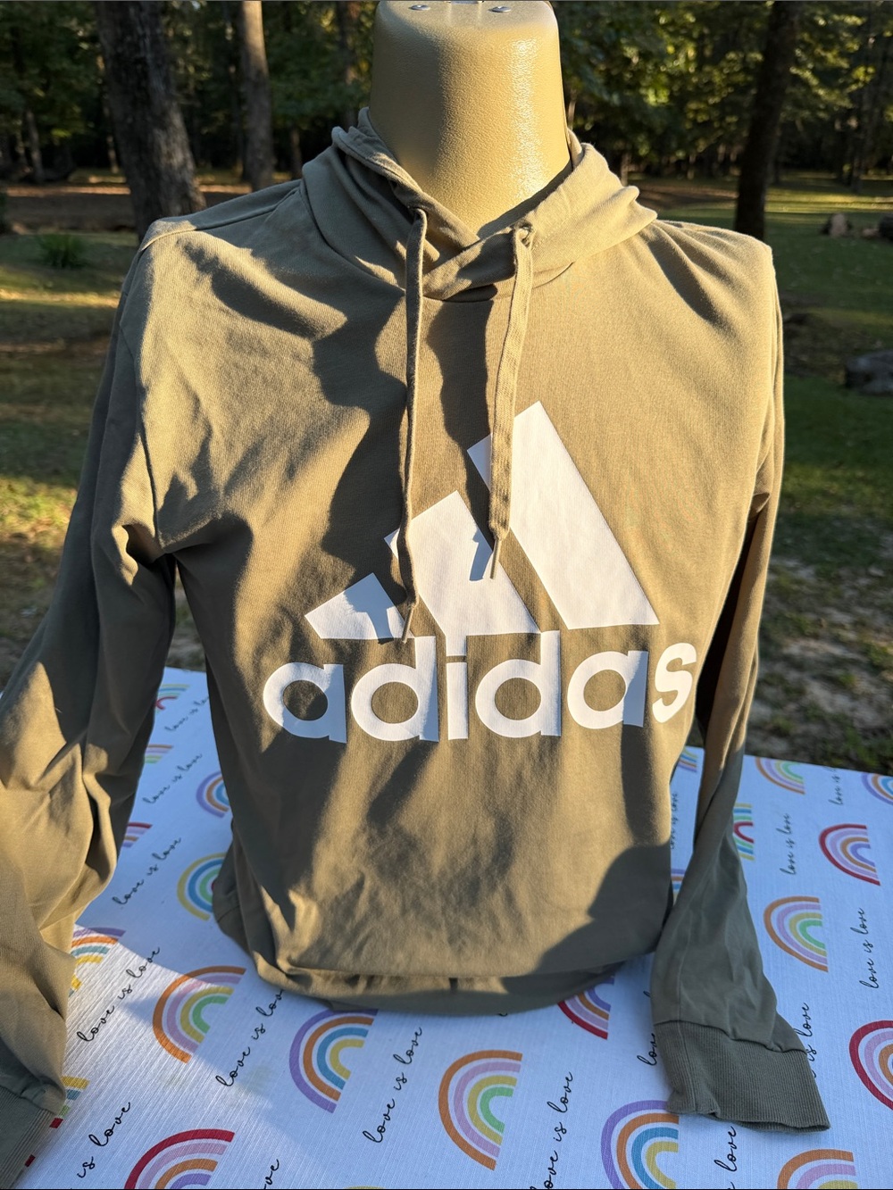 adidas Olive Green Zip-Up Logo Hoodie